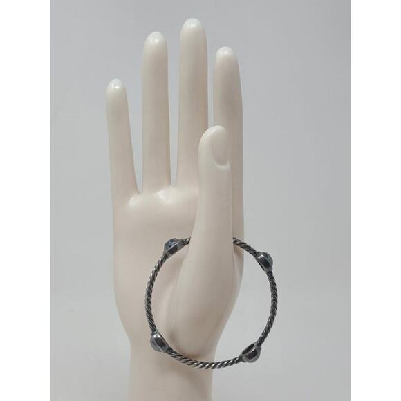 David Yurman Sterling Silver Hematite station cable classic bracelet - Picture 9 of 10